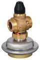 Danfoss Druckregler mit zwei Anschlussgewinden und einem metallischen Gehäuse. Einfache Bauform mit schwarzer Kappe für manuelle Einstellungen.